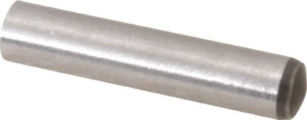 Made in USA - 4mm Diam x 20mm Pin Length 416 Stainless Steel Precision Dowel Pin - C 36-42 Hardness, 1 Beveled & 1 Rounded End - Exact Industrial Supply