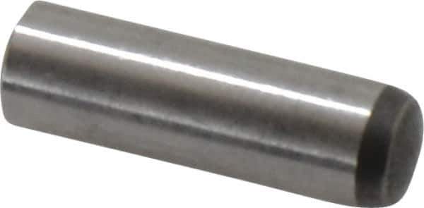 Made in USA - 6mm Diam x 20mm Pin Length 416 Stainless Steel Precision Dowel Pin - C 36-42 Hardness, 1 Beveled & 1 Rounded End - Exact Industrial Supply