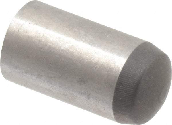 Made in USA - 8mm Diam x 16mm Pin Length 416 Stainless Steel Precision Dowel Pin - C 36-42 Hardness, 1 Beveled & 1 Rounded End - Exact Industrial Supply