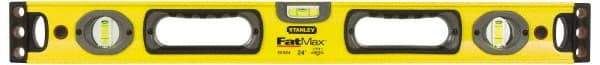 Stanley - 72" Long 5 Vial Box Beam Level - Aluminum, Yellow, 2 Level & 3 Plumb Vials - Exact Industrial Supply