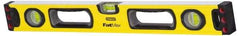 Stanley - 48" Long 3 Vial Box Beam Level - Aluminum, Yellow, 1 Level & 2 Plumb Vials - Exact Industrial Supply