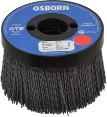 Osborn - 3" 80 Grit Silicon Carbide Crimped Disc Brush - Medium Grade, Plain Hole Connector, 1-1/2" Trim Length, 3/4" Shank Diam, 7/8" Arbor Hole - Exact Industrial Supply