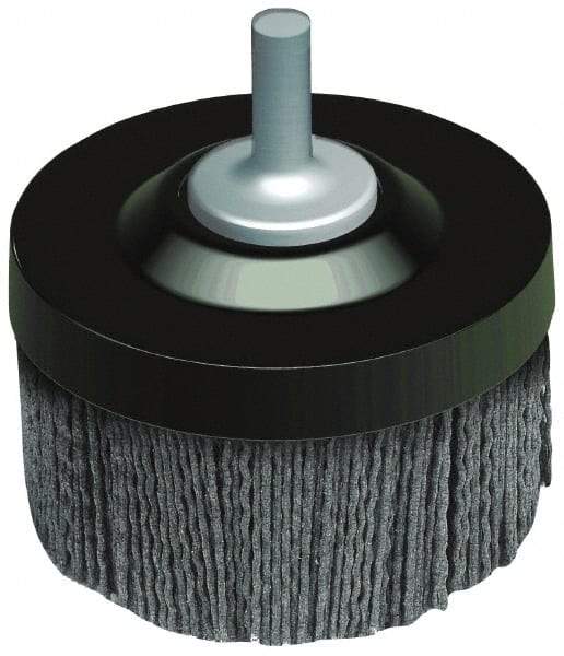 Osborn - 2-1/2" 120 Grit Silicon Carbide Crimped Disc Brush - Fine Grade, Quick Change Connector, 1-3/8" Trim Length, 1/4" Shank Diam - Exact Industrial Supply