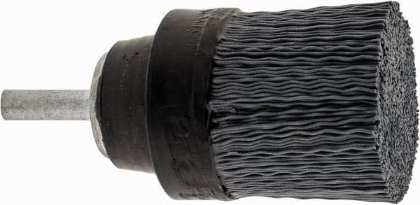 Osborn - 1-1/2" 320 Grit Silicon Carbide Crimped Disc Brush - Extra Fine Grade, Quick Change Connector, 1-3/8" Trim Length, 1/4" Shank Diam - Exact Industrial Supply