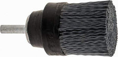 Osborn - 1-1/2" 320 Grit Silicon Carbide Crimped Disc Brush - Extra Fine Grade, Quick Change Connector, 1-3/8" Trim Length, 1/4" Shank Diam - Exact Industrial Supply