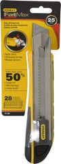 Stanley - Snap Utility Knife - 5-1/2" Blade, Yellow, Silver & Black TPE Handle, 4 Blades Included - Exact Industrial Supply