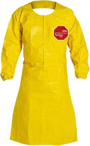 Dupont - 10 mil Thick Disposable & Chemical Resistant Apron - 28X44" YLW XL 25/CS TYCHEM 2000 SLEEVED APRON - Exact Industrial Supply