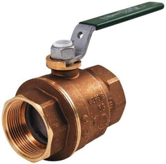 Legend Valve - 1" Pipe, Full Port, Brass Full Port Ball Valve - Bi-Directional, FNPT x FNPT Ends, Quarter Turn Handle, 600 WOG, 150 WSP - Exact Industrial Supply