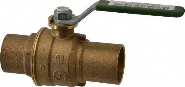 Legend Valve - 1" Pipe, Full Port, Brass Full Port Ball Valve - Bi-Directional, Sweat Ends, Quarter Turn Handle, 600 WOG, 150 WSP - Exact Industrial Supply
