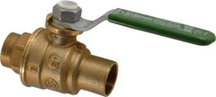Legend Valve - 1/2" Pipe, Full Port, Brass Full Port Ball Valve - Bi-Directional, Sweat Ends, Quarter Turn Handle, 600 WOG, 150 WSP - Exact Industrial Supply