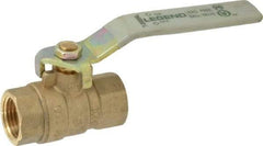 Legend Valve - 1/2" Pipe, Full Port, Brass Full Port Ball Valve - Bi-Directional, FNPT x FNPT Ends, Quarter Turn Handle, 600 WOG, 150 WSP - Exact Industrial Supply