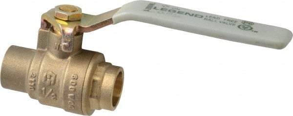 Legend Valve - 1/2" Pipe, Full Port, Brass Full Port Ball Valve - Bi-Directional, Sweat Ends, Quarter Turn Handle, 600 WOG, 150 WSP - Exact Industrial Supply