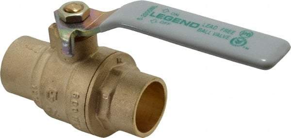 Legend Valve - 3/4" Pipe, Full Port, Brass Full Port Ball Valve - Bi-Directional, Sweat Ends, Quarter Turn Handle, 600 WOG, 150 WSP - Exact Industrial Supply