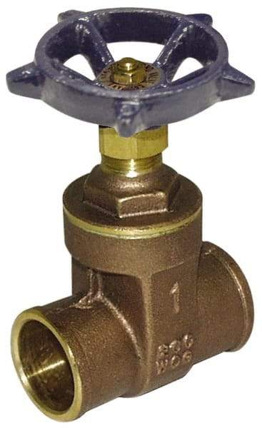 Legend Valve - 3/4" Pipe, Class 200, Sweat Brass Solid Wedge Gate Valve - 200 WOG, 1 WSP, Bolted Bonnet, For Use with Potable Water Applications - Exact Industrial Supply
