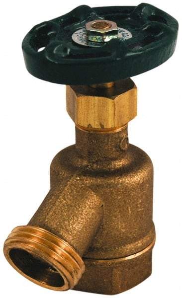 Legend Valve - 3/4" Pipe, 125 psi WOG Rating, Brass Bent Nose Garden Valve - Oval Handle, FNPT x MGHT End Connections, Use with Potable Water Applications - Exact Industrial Supply