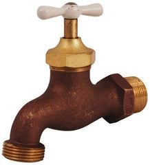 Legend Valve - 3/4" Pipe, 125 psi WOG Rating, Brass Hose Bibb, Stop Valve - T Handle, MNPT x MGHT End Connections, Use with Potable Water Applications - Exact Industrial Supply