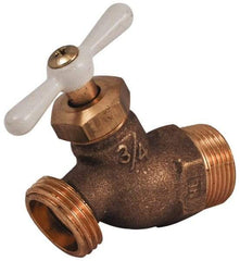 Legend Valve - 1/2" Pipe, 125 psi WOG Rating, Brass Hose Bibb, Stop Valve - T Handle, MNPT x MGHT End Connections, Use with Potable Water Applications - Exact Industrial Supply