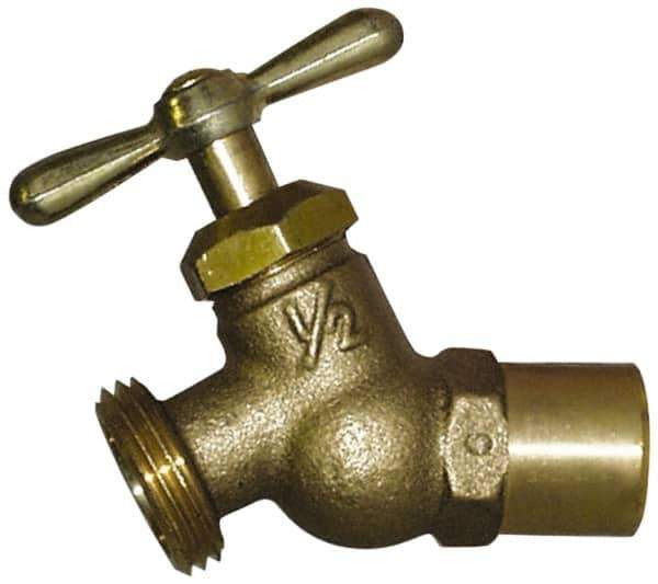 Legend Valve - 3/4" Pipe, 125 psi WOG Rating, Brass Hose Bibb, Stop Valve - T Handle, MGHT End Connections, Use with Potable Water Applications - Exact Industrial Supply