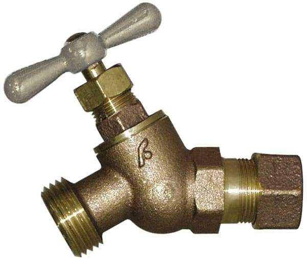Legend Valve - 1/2" Pipe, 125 psi WOG Rating, Brass Hose Bibb, Stop Valve - T Handle, MGHT End Connections, Use with Potable Water Applications - Exact Industrial Supply