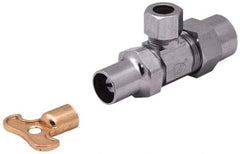 Legend Valve - NPT 1/2 Inlet, 110 Max psi, Chrome Finish, Rubber Water Supply Stop Valve - 3/8 Compression Outlet, Angle, Silver Handle, For Use with Potable Water Applications - Exact Industrial Supply