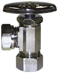 Legend Valve - NPT 1/2 Inlet, 110 Max psi, Chrome Finish, Rubber Water Supply Stop Valve - 1/2 Compression Outlet, Angle, Silver Handle, For Use with Potable Water Applications - Exact Industrial Supply