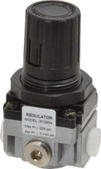PRO-SOURCE - 1/8 NPT Port, 17 CFM, Aluminum Miniature Regulator - 7 to 145 psi Range, 220 Max psi Supply Pressure, 1/8" Gauge Port Thread, 1.56" Wide x 3.19" High - Exact Industrial Supply