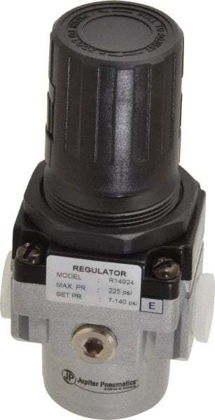 PRO-SOURCE - 3/8 NPT Port, 88 CFM, Aluminum Intermediate Regulator - 7 to 145 psi Range, 220 Max psi Supply Pressure, 1/8" Gauge Port Thread, 2.16" Wide x 5.31" High - Exact Industrial Supply