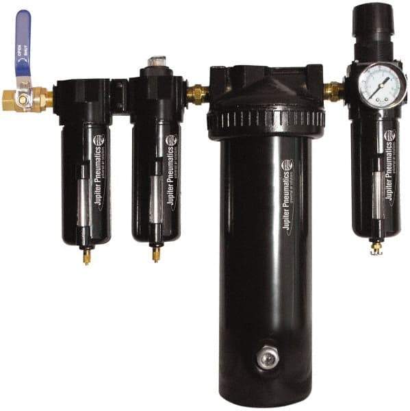 PRO-SOURCE - 25 CFM at 100 psi Inlet, 5 Stage Heavy-Duty Desiccant Dryer - 1/2" NPT Inlet/Outlet x 15" Long x 5-1/2" Wide x 16" High - Exact Industrial Supply