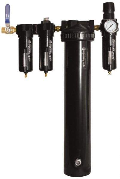 PRO-SOURCE - 30 CFM at 100 psi Inlet, 5 Stage Heavy-Duty Desiccant Dryer - 1/2" NPT Inlet/Outlet x 15" Long x 5-1/2" Wide x 26-1/2" High - Exact Industrial Supply