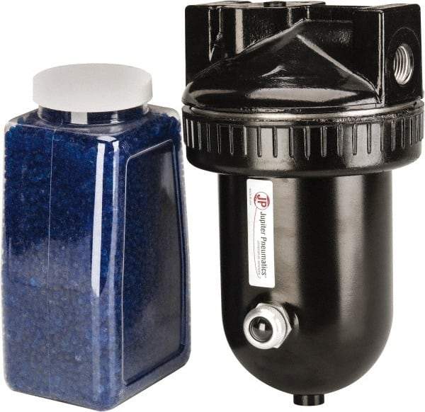PRO-SOURCE - 15 CFM at 100 psi Inlet, In-line Desiccant Dryer - 1/2" NPT Inlet/Outlet x 4-7/8" Long x 4-7/8" Wide x 8-7/8" High - Exact Industrial Supply
