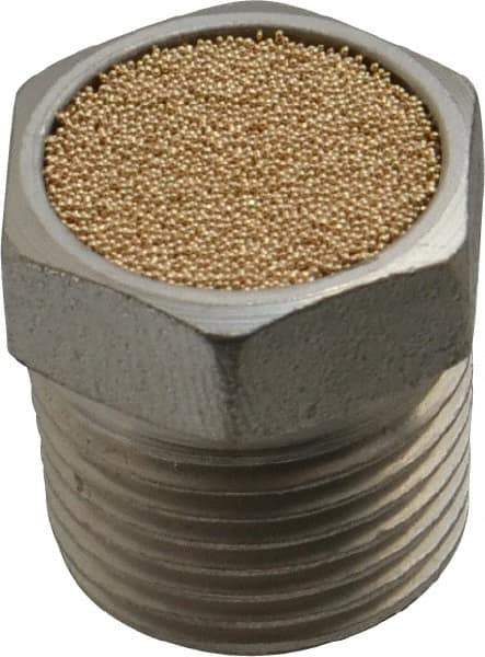 PRO-SOURCE - 3/8 Male NPT, 11/16" Hex, 3/4" OAL, Breather Vent - 150 Max psi, Bronze - Exact Industrial Supply