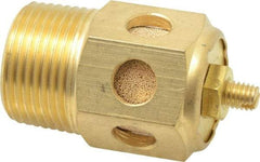 PRO-SOURCE - 3/4 Male NPT, 1-1/16" Hex, 2-3/8" OAL, Speed Control Muffler - 300 Max psi, 70 CFM, Brass - Exact Industrial Supply