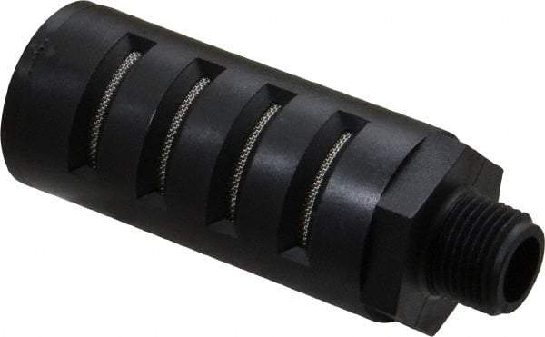 PRO-SOURCE - 3/8 Male NPT, 1" Hex, 3-27/64" OAL, Muffler - 150 Max psi, Glass Filled Nylon - Exact Industrial Supply