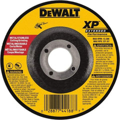 DeWALT - 24 Grit, 9" Wheel Diam, 1/8" Wheel Thickness, 7/8" Arbor Hole, Type 27 Depressed Center Wheel - Zirconia Alumina, Resinoid Bond, 6,600 Max RPM, Compatible with Angle Grinder - Exact Industrial Supply