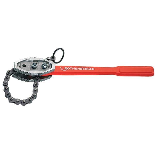Rothenberger - 50" Max Pipe Capacity, 57" Long, Chain Tong Wrench - 8" Actual OD, 49-1/2" Handle Length - Exact Industrial Supply