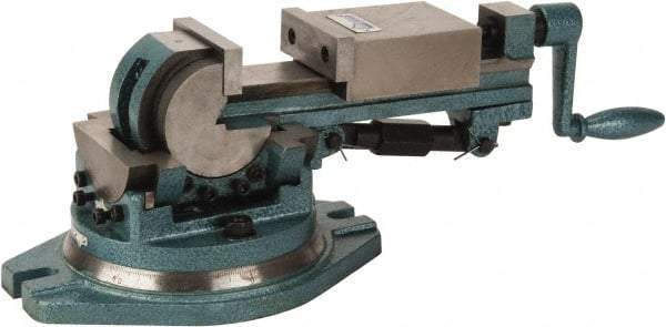 Gibraltar - 3" Jaw Width, 3-1/2" Jaw Opening Capacity, 3-Way Angle Swivel Machine Vise - Manual Operation, 1 Station, 16" Long x 6.3" High x 1-1/4" Deep, Cast Iron - Exact Industrial Supply