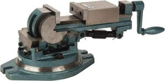 Gibraltar - 3" Jaw Width, 3-1/2" Jaw Opening Capacity, 3-Way Angle Swivel Machine Vise - Manual Operation, 1 Station, 16" Long x 6.3" High x 1-1/4" Deep, Cast Iron - Exact Industrial Supply
