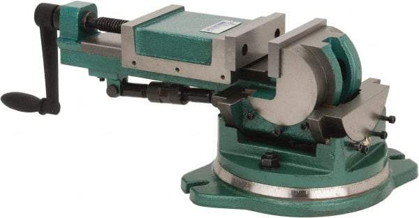 Gibraltar - 5" Jaw Width, 5-23/32" Jaw Opening Capacity, 3-Way Angle Swivel Machine Vise - Manual Operation, 1 Station, 25" Long x 8.46" High x 1-1/2" Deep, Cast Iron - Exact Industrial Supply