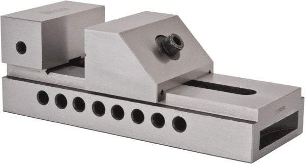 Gibraltar - 3" Jaw Width, 3-3/8" Jaw Opening Capacity, 4" Jaw Height, Toolmaker's Vise - Flat Jaw, 0.005" Parallelism, 0.005" Squareness, 7-1/2" OAL x 2.76" OAH - Exact Industrial Supply