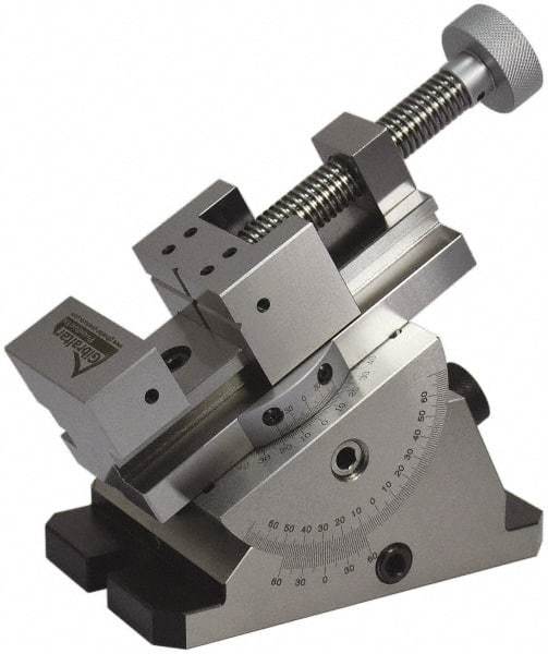 Gibraltar - 2-3/4" Jaw Width, 3" Jaw Opening Capacity, Horizontal Swivel Machine Vise - Manual Operation, 1 Station, 6.28" Long x 5.38" High x 1-3/16" Deep, Steel - Exact Industrial Supply