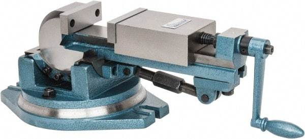 Gibraltar - 4" Jaw Width, 4-11/64" Jaw Opening Capacity, 3-Way Angle Swivel Machine Vise - Manual Operation, 1 Station, 20" Long x 7.28" High x 1-1/2" Deep, Cast Iron - Exact Industrial Supply