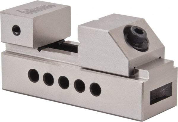 Gibraltar - 1-27/64" Jaw Width, 1-1/2" Jaw Opening Capacity, 0.91" Jaw Height, Toolmaker's Vise - Flat Jaw, 0.003" Parallelism, 0.005" Squareness, 100mm OAL x 1.89" OAH - Exact Industrial Supply