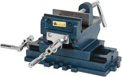 Interstate - 3-35/64" Jaw Opening Capacity x 1.18" Throat Depth, Horizontal Drill Press Vise - 4" Wide x 1.18" High Jaw, Cross Slide Base, Standard Speed, 8" OAL x 5.1" Overall Height, Cast Iron - Exact Industrial Supply