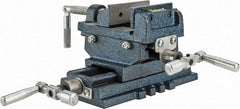 Interstate - 2-23/32" Jaw Opening Capacity x 1" Throat Depth, Horizontal Drill Press Vise - 3" Wide x 27/32" High Jaw, Cross Slide Base, Standard Speed, 5-7/16" OAL x 4.72" Overall Height, Cast Iron - Exact Industrial Supply