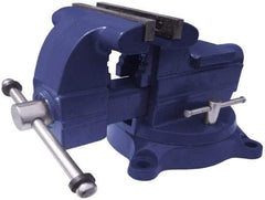 Gibraltar - 5-1/2" Jaw Width x 5" Jaw Opening Capacity, 3-7/16" Throat Depth, Bench & Pipe Combination Vise - 1/8 to 2-1/2" Pipe Capacity, Swivel Base, Bolt Down Attachment, Ductile Iron - Exact Industrial Supply