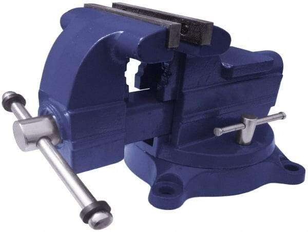 Gibraltar - 6-1/2" Jaw Width x 5-1/2" Jaw Opening Capacity, 3-11/16" Throat Depth, Bench & Pipe Combination Vise - 1/8 to 2-1/2" Pipe Capacity, Swivel Base, Bolt Down Attachment, Ductile Iron - Exact Industrial Supply