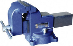 Gibraltar - 6" Jaw Width x 6-1/4" Jaw Opening Capacity, 3-1/2" Throat Depth, Bench & Pipe Combination Vise - 1-1/4 to 2-1/2" Pipe Capacity, Swivel Base, Bolt Down Attachment, Ductile Iron - Exact Industrial Supply