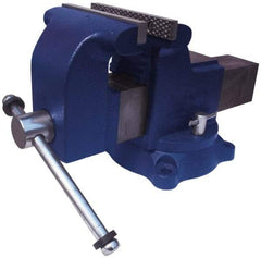 Gibraltar - 5" Jaw Width x 5" Jaw Opening Capacity, 3" Throat Depth, Bench & Pipe Combination Vise - 5/8 to 2-3/8" Pipe Capacity, Swivel Base, Bolt Down Attachment, Ductile Iron - Exact Industrial Supply