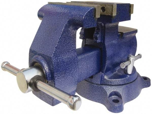 Gibraltar - 5-1/2" Jaw Width x 6" Jaw Opening Capacity, 3-3/4" Throat Depth, Bench & Pipe Combination Vise - 1/8 to 3" Pipe Capacity, Swivel Base, Bolt Down Attachment, Ductile Iron - Exact Industrial Supply