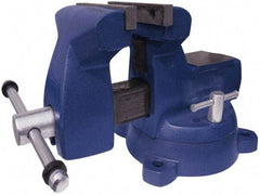 Gibraltar - 5" Jaw Width x 5-1/4" Jaw Opening Capacity, 3-3/4" Throat Depth, Bench & Pipe Combination Vise - 1/4 to 2-1/2" Pipe Capacity, Swivel Base, Bolt Down Attachment, Ductile Iron - Exact Industrial Supply